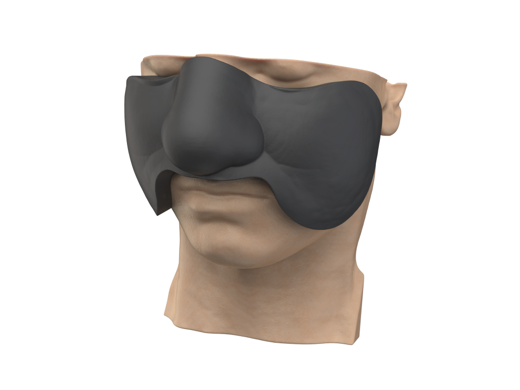 Rendering of a 3D printed VSP Bolus face accessory. Image via 3D Systems.
