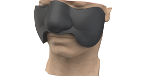 Rendering of a 3D printed VSP Bolus face accessory. Image via 3D Systems.