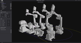 Robot 3D printers represented in the Meltio Space software. Image via Meltio.