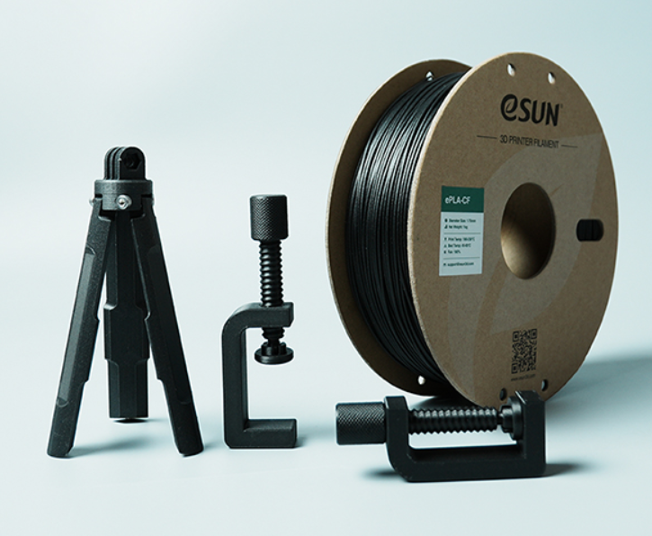 eSUN’s latest engineering filament- Carbon Fiber PLA (ePLA-CF). Photo via eSUN.