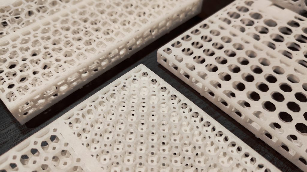 A variety of 3D lattice structures produced with Ultrasint® TPU 88A on Farsoon Plastic PBF system. Photo via Farsoon Technologies.