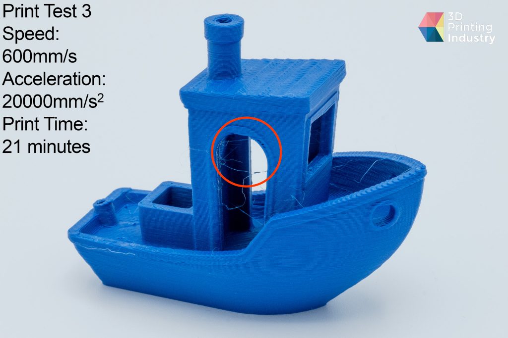 Creality K1 Benchy 3D print speeds test 3. Photo by 3D Printing Industry