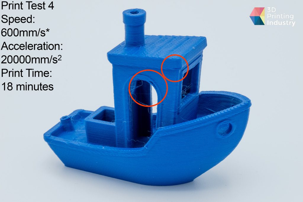 Creality K1 Benchy 3D print speeds test 4. Photo by 3D Printing Industry