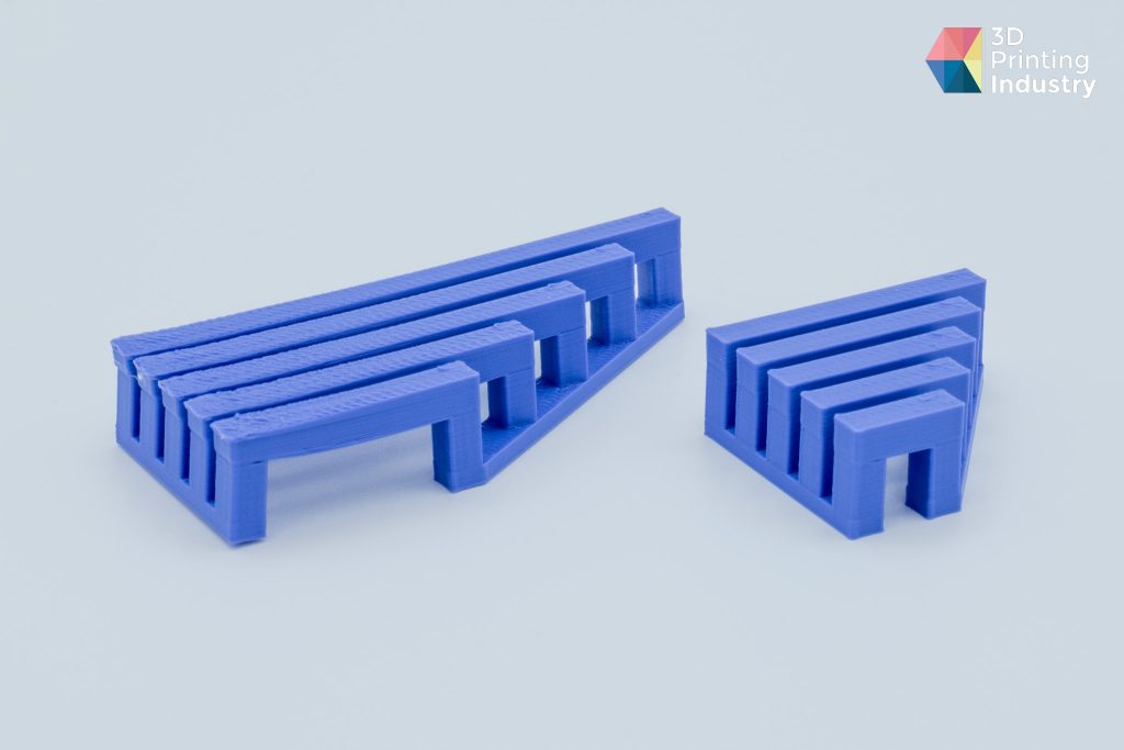 Creality K1 bridge test 3D prints. Photo by 3D Printing Industry.