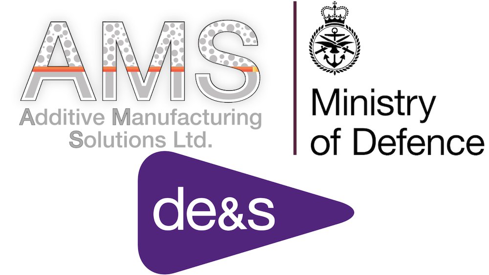 AMS and MoD collaboration announcement banner. Image via Additive Manufacturing Solutions Ltd