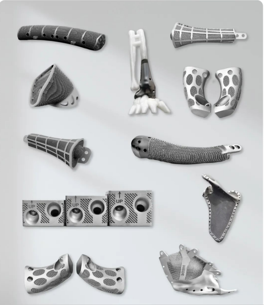 Implant samples designed and printed by Wedo's research and development team. Image via Bright Laser Technologies