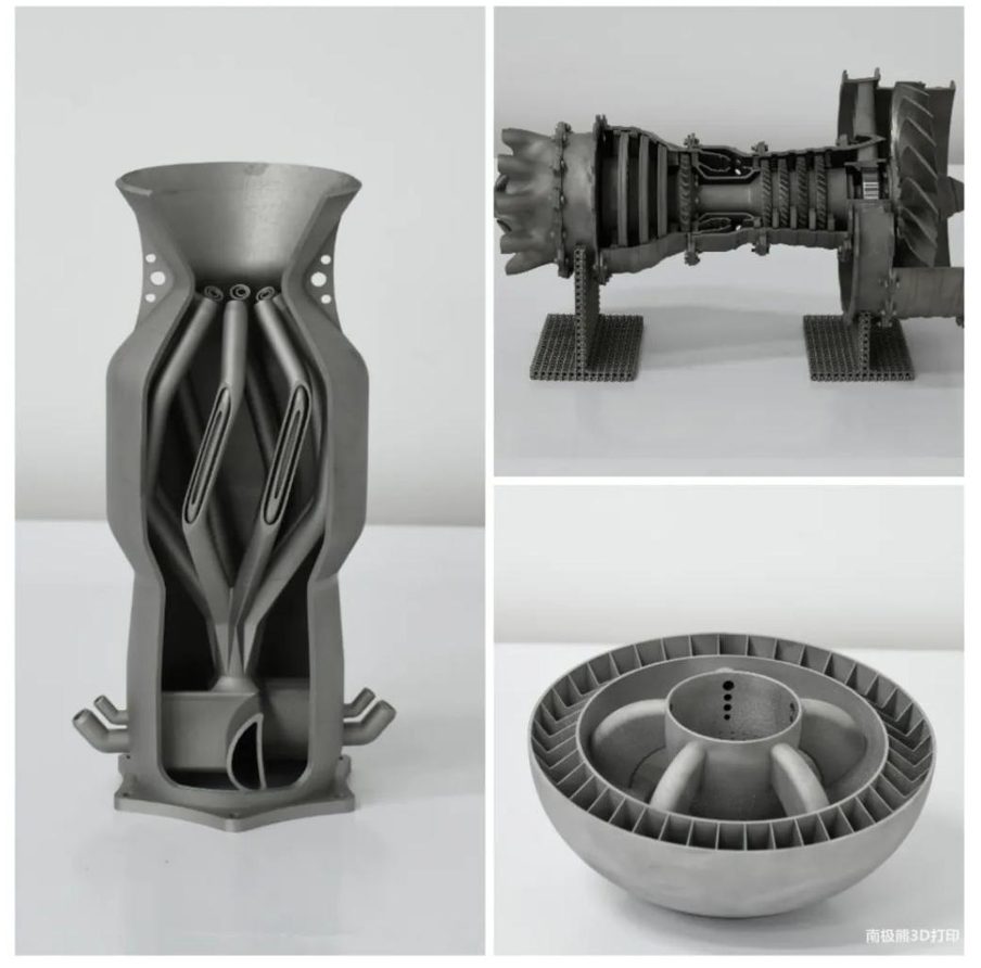 Metal parts 3D printed for aerospace applications. Photo via Eplus3D.