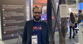 WAAM3D CEO Filomeno Martina posing with a large-format WAAM3D printed part at Formnext 2023. Photo by 3D Printing Industry