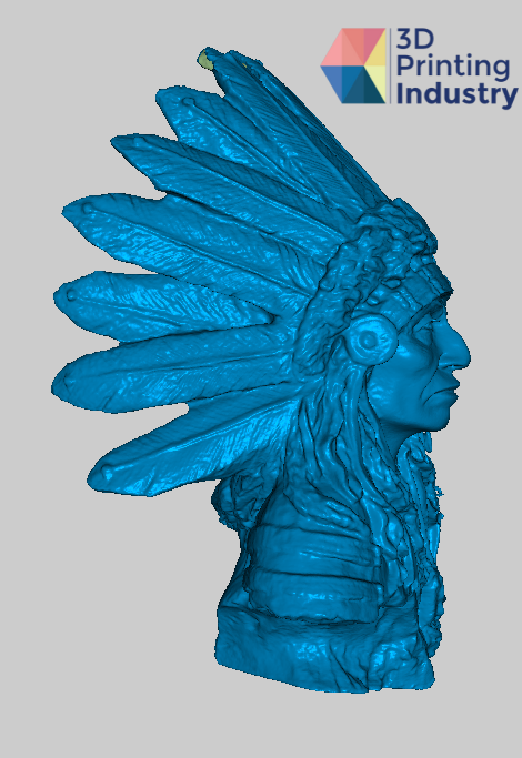 Native American sculpture 3D scan results and 3D printed model. Images by 3D Printing Industry