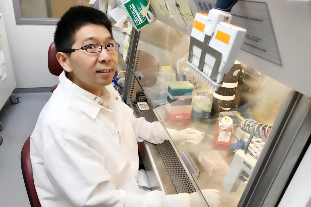 The study's lead author, Yuanwei Yan, in the Zhang lab at UW–Madison. Photo via UW-Madison.
