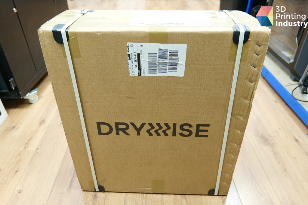 Drywise packaging, kit contents, and 3D printable spool holder. Photos and images by 3D Printing Industry