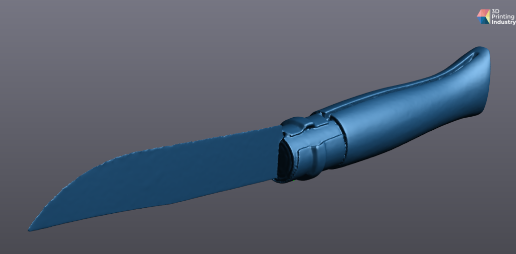 Knife scan results and scanned object. Images and photo by 3D Printing Industry.