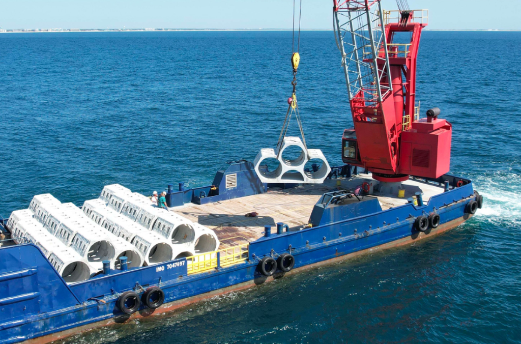 3D printed concrete artificial reef modules deployed in Gulf of Mexico. Photo via Okaloosa Coastal Research Team.