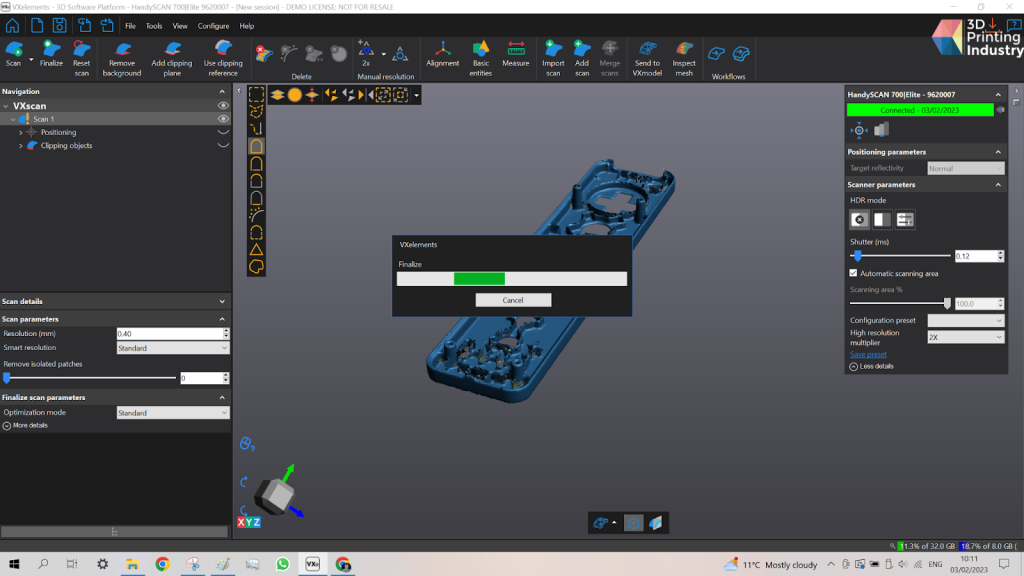 User interface of VXelements’ VXscan, VXmodel, and VXinspect modules. Images by 3D Printing Industry