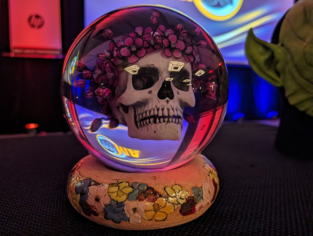 3D printed Grateful Dead skull by Dr. X and Gentle Giant Studios. Photo by Michael Petch.