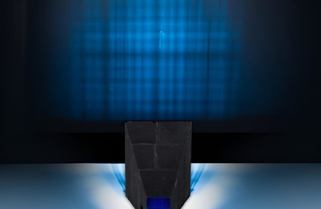 3D printed neutron collimator. Photo via Genevieve Martin/ORNL, U.S. Dept. of Energy.