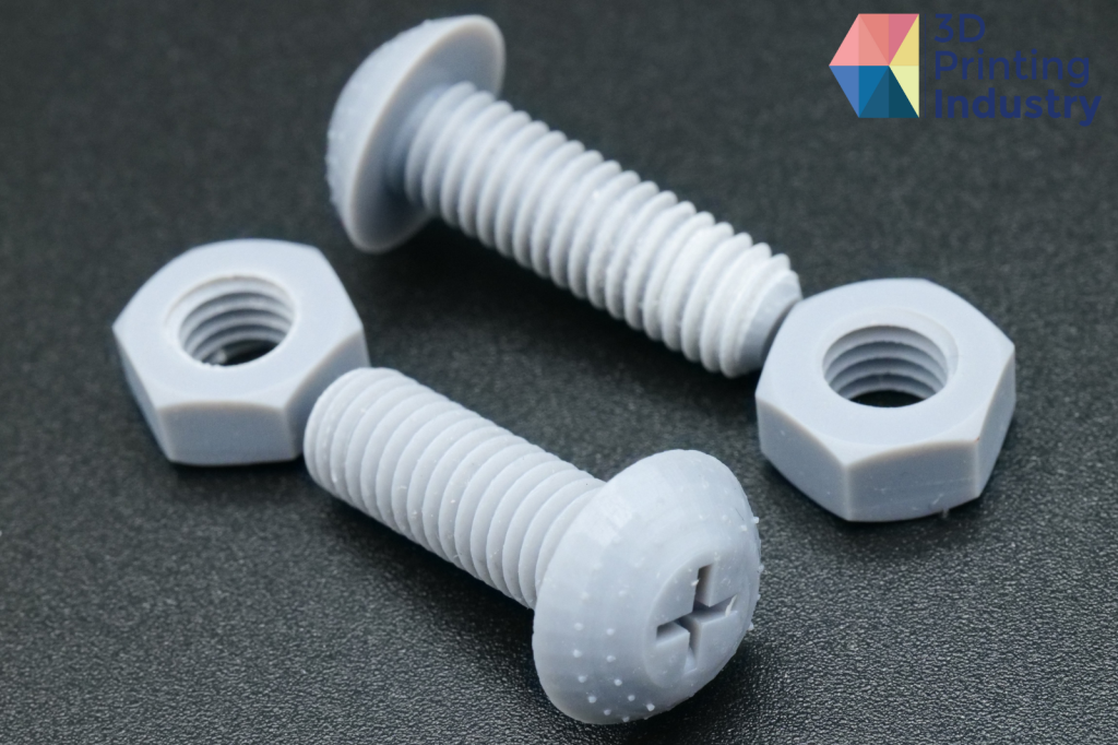 3D printed nut and bolt model. Photos by 3D Printing Industry.