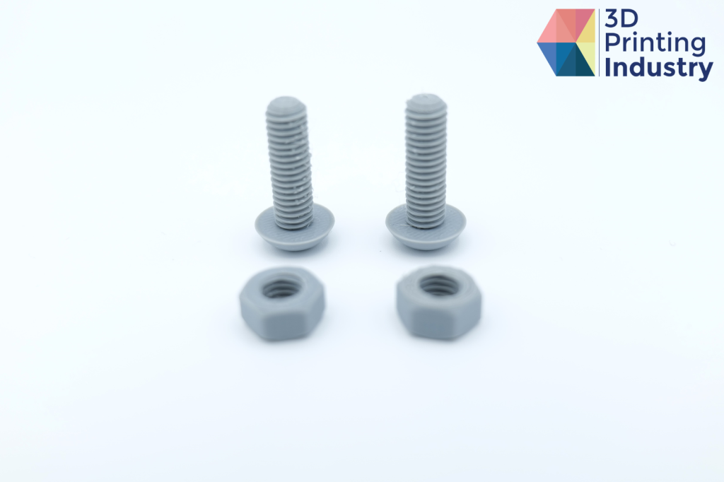 Kobra 2 Max 3D printed nut and bolt models. Photos by 3D Printing Industry.