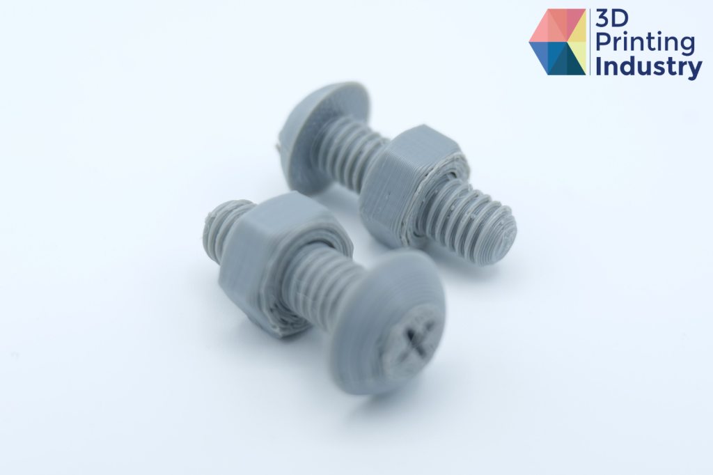 Kobra 2 Max 3D printed nut and bolt models. Photos by 3D Printing Industry.