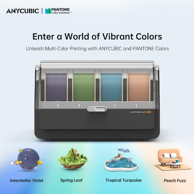Anycubic is offering vibrant filament colors with as a product of its collaboration with PANTONE. Image via Anycubic.