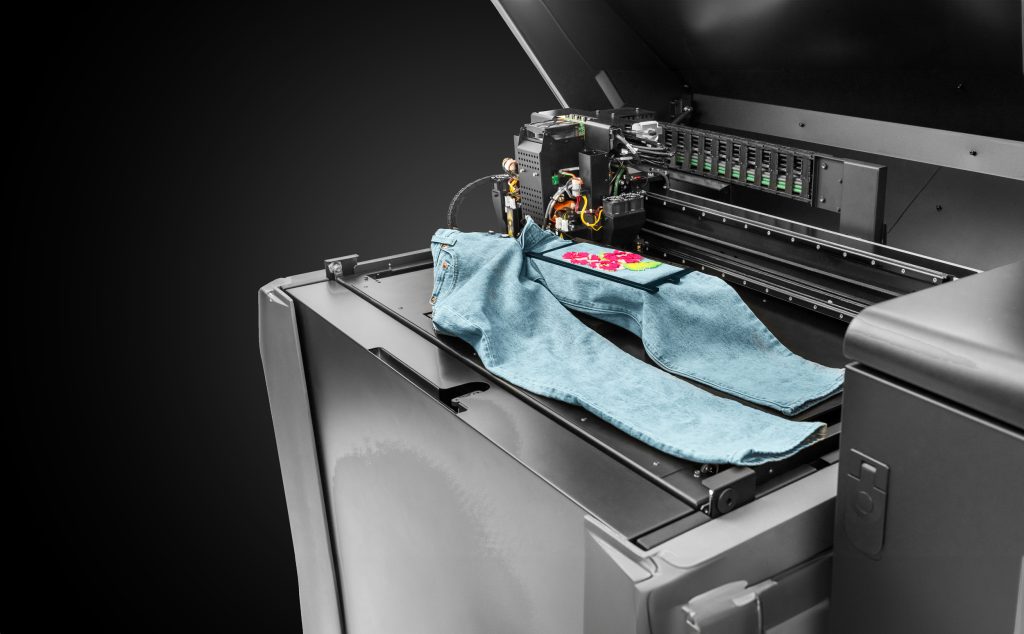 Stratasys Direct-to-Garment 3D printing process. Image via Stratasys.