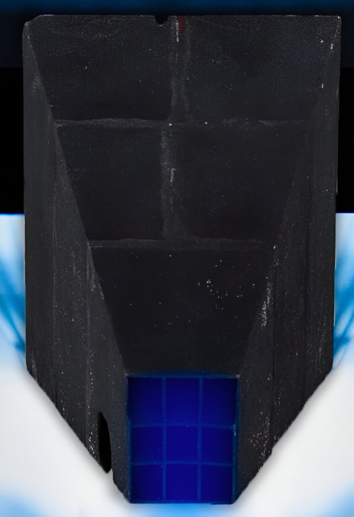 Close-up of the 3D printed neutron collimator. Photo via Oak Ridge National Laboratory.