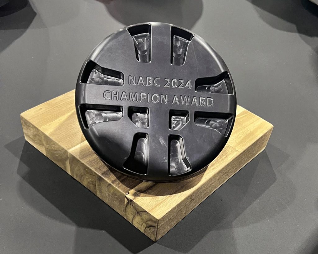 The Not-a-Boring Competition 2024 trophy. Photo via Swissloop Tunneling.