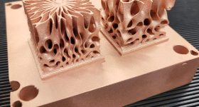 University of Wolverhampton – Research project enabling enhanced performance electronic thermal management through EOS M290 pure copper metal 3D printing (parts designed in nTop). Photo via the University of Wolverhampton