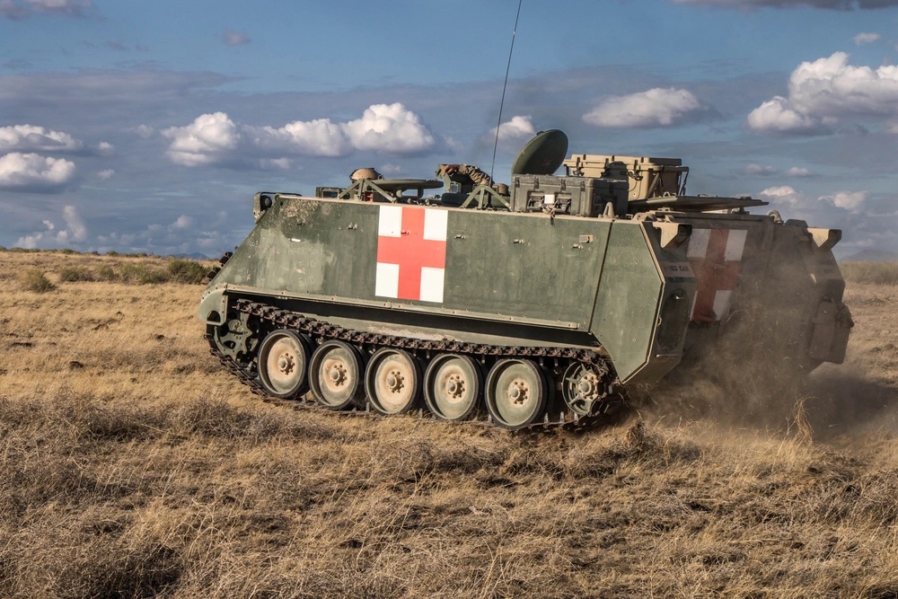 M113 armored personnel carrier. Photo via SSG Michael Hunnisett, Montana Army National Guard XCTC Training.