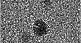 TEM image of the flame-made silica-embedded TiO2 quantum dots used in this study. Image via Industrial Chemistry & Materials.