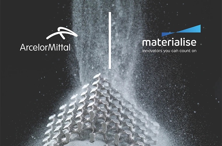 ArcelorMittal and Materialise's logos. Image via Materialise.
