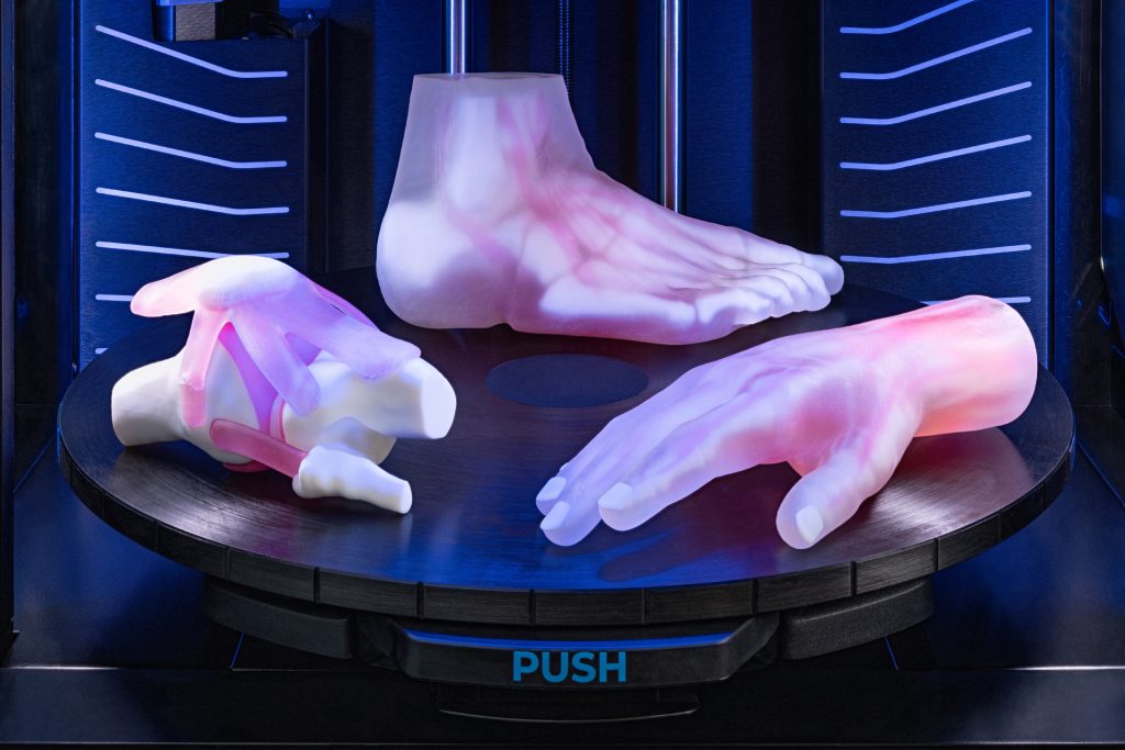 Anatomical models 3D printed on the new J5 Digital Anatomy 3D printer from Stratasys. Photo via Stratasys.