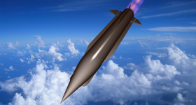 Digital render of a hypersonic missile. Image via the Ministry of Defence.