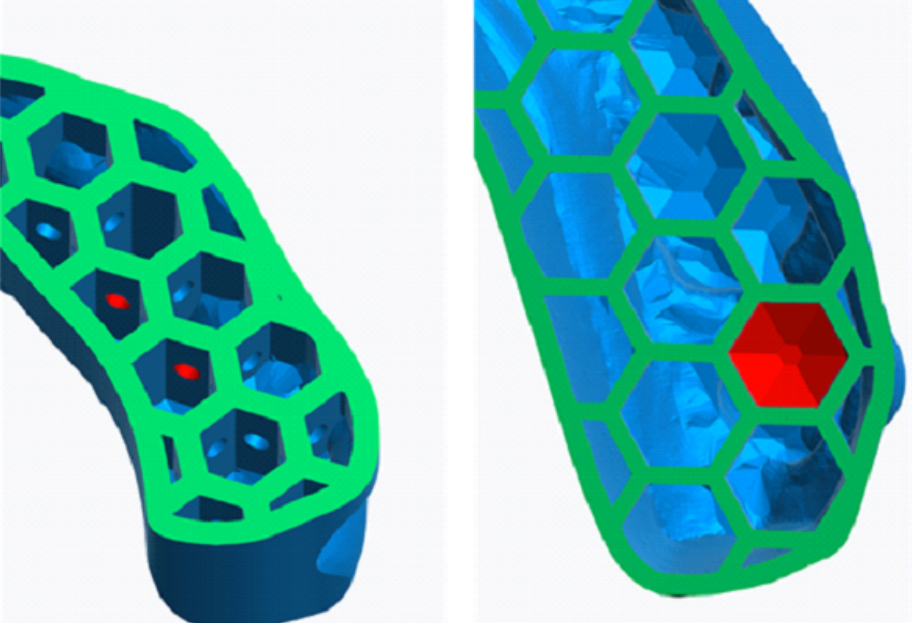 Through hole (left) and dome structure (right). Image via CBD-Tech.