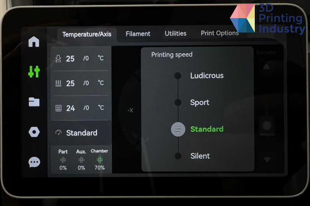 Bambu Lab X1E speed modes. Photo by 3D Printing Industry.