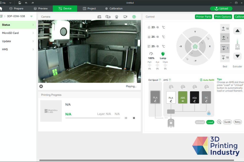 Bambu Studio device interface. Image by 3D Printing Industry.