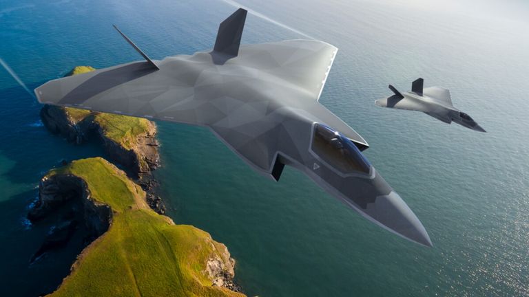 CGI of new concept model of their next generation combat aircraft, unveiled at Farnborough International Airshow 2024. Image via BAE Systems.