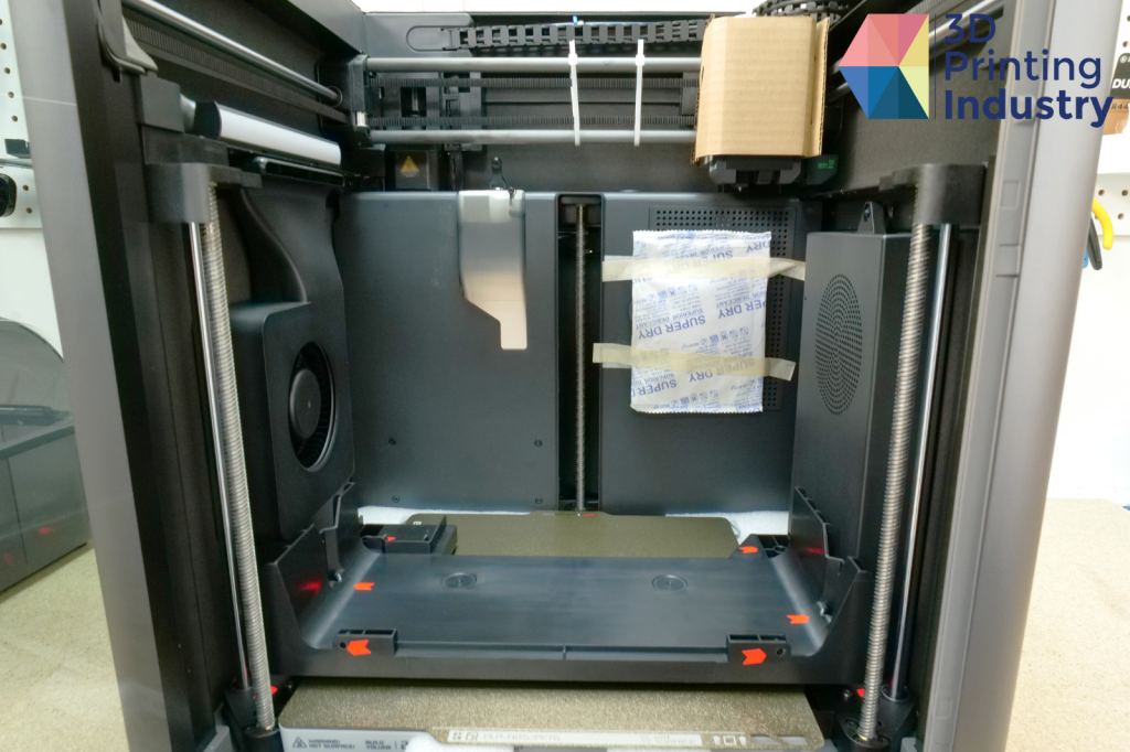 Close-up of the Bambu Lab X1E’s interior. Photo by 3D Printing Industry.