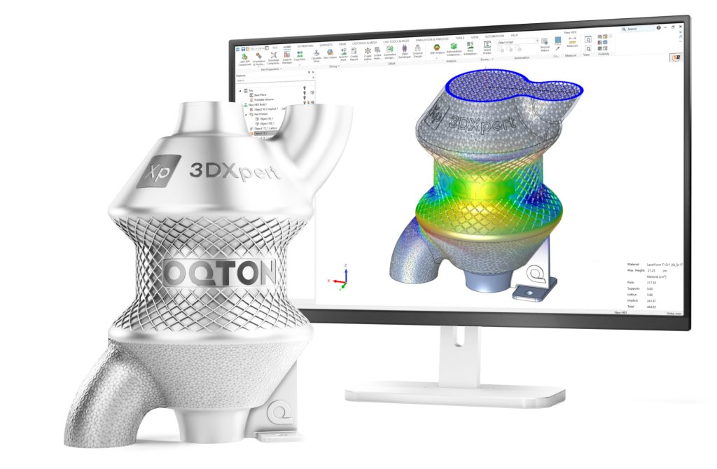 Gyroid-type lattices are used in heat exchangers for faster heat transfer. Image via Oqton