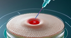 CTIBIOTECH creates human skin injection site with 3DBioprinting for vaccine safety evaluation. Developments in messenger RNA vaccines confirm the need for sophisticated 3D human skin models to better predict/explain potential side effects and aid vaccine development: proof, optimization, dose, target, ranking and selection. Photo via CTIBiotech.