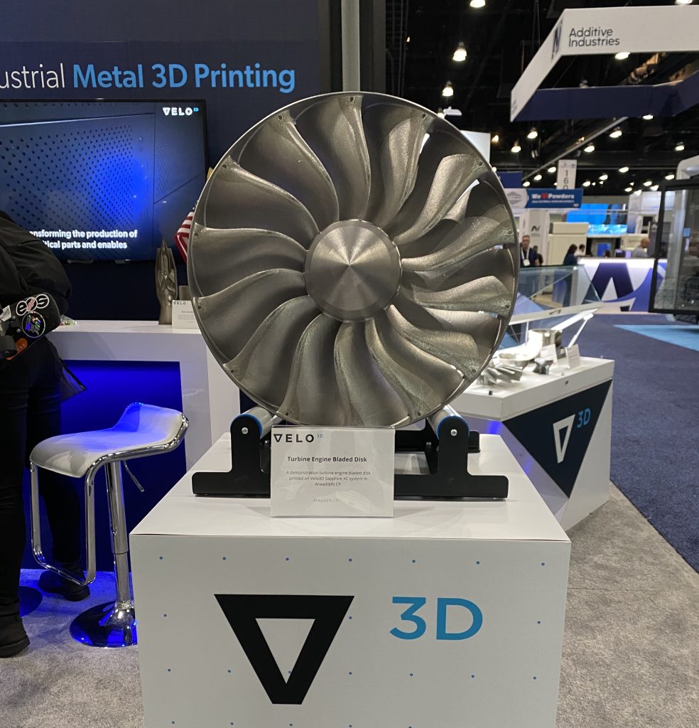 Velo3D-3D printed turbine engine blade disk. Photo by 3D Printing Industry.