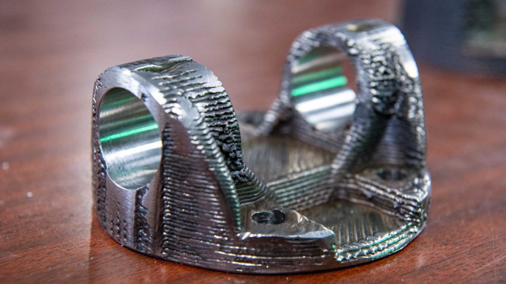 Experimentation of metal 3D printing. Photo via Meltio.