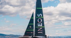 INEOS Britannia's new new AC75 race boat. Photo via INEOS Britannia.