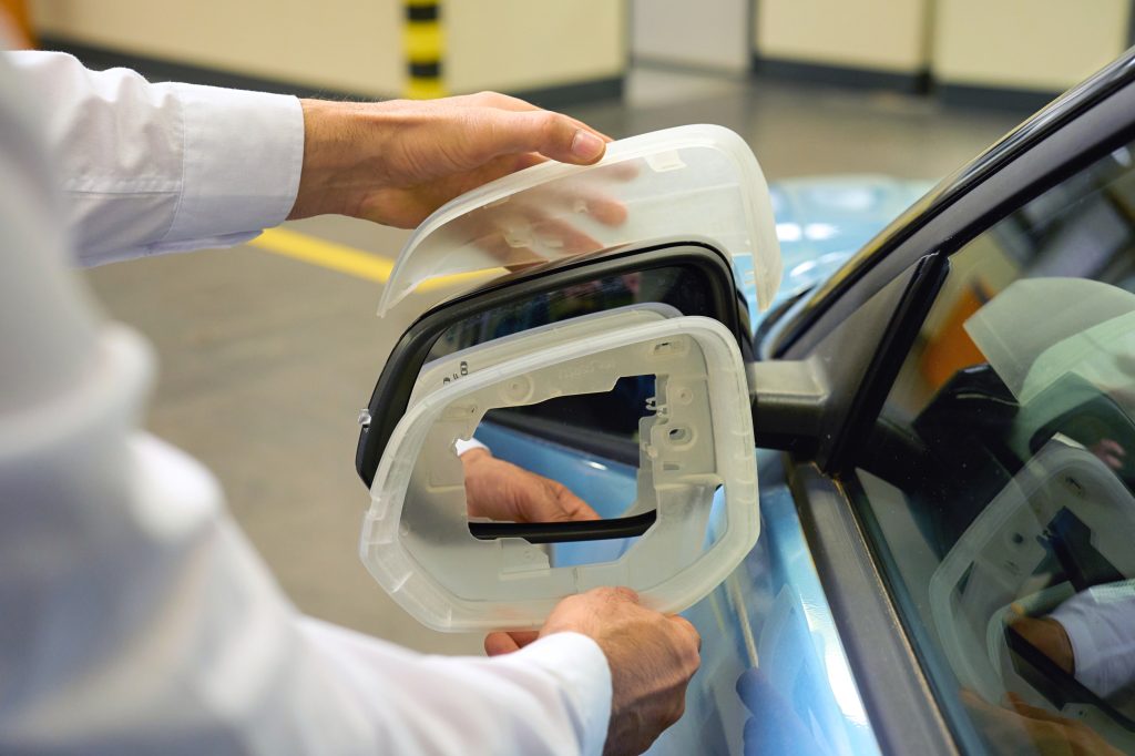 Rearview mirror 3D printed prototype. Photo via Formlabs.