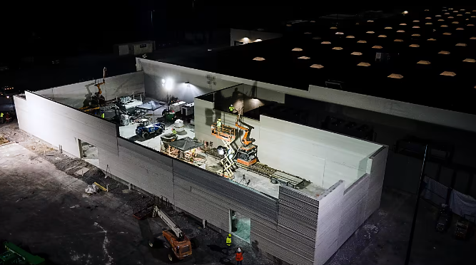 A bird-eye view of Walmart's construction 3D printing project. Photo via WSJ.