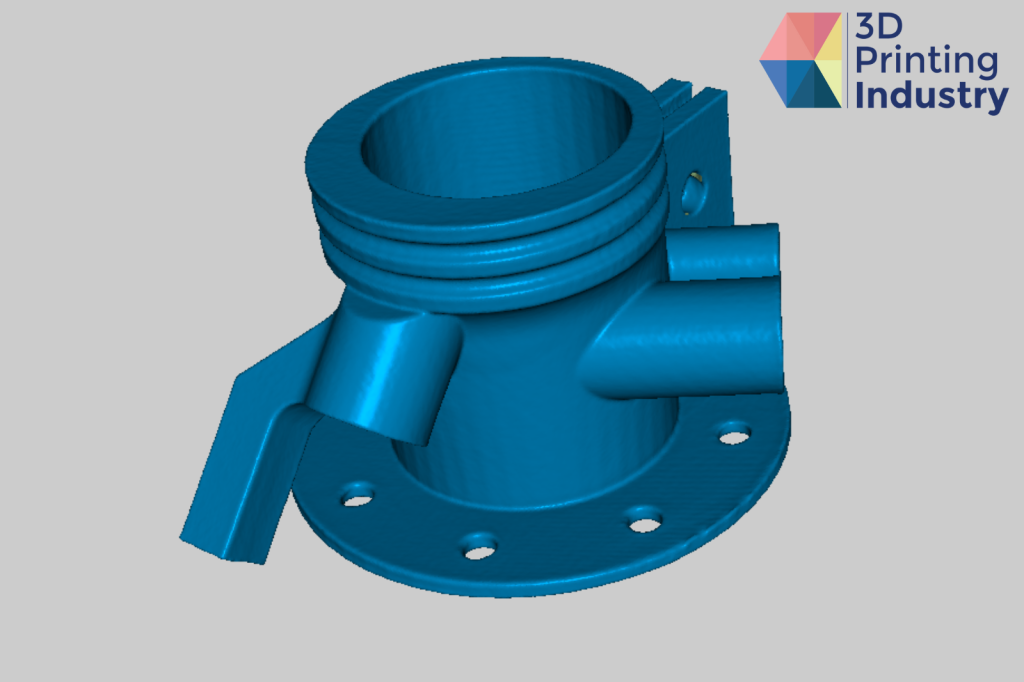 Tube connector model and scan result. Photo and image by 3D Printing Industry.