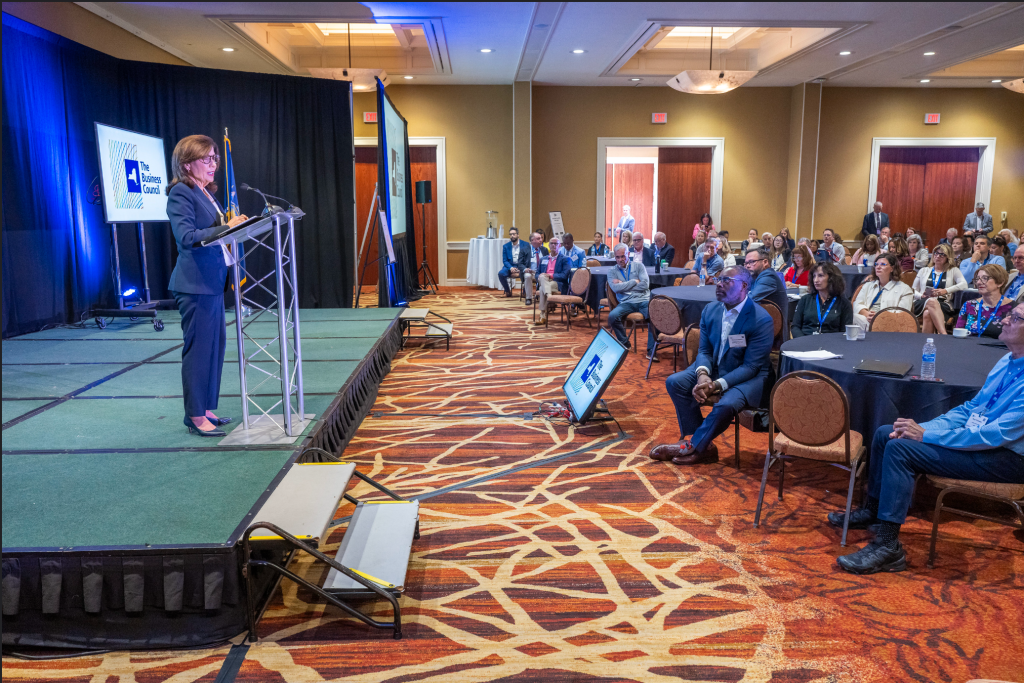 Governor Hochul delivers remarks at Business Council of NYS Annual Meeting. Photo Via Darren McGee/ Office of Governor Kathy Hochul.