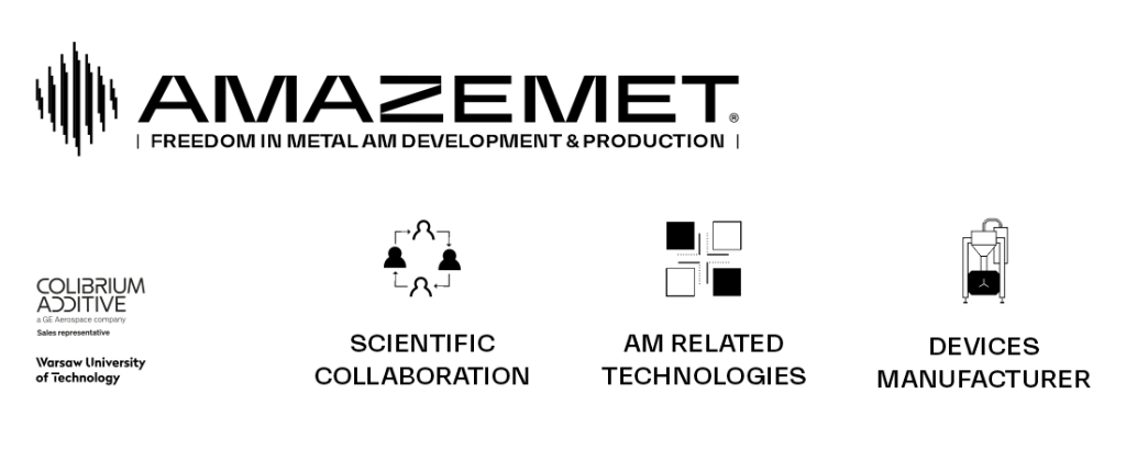 AMAZEMET branding showcasing its focus on metal additive manufacturing. Photo via AMAZEMET.