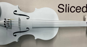 3D printed Violin by Kevin Kamperman. Photo via Georgia Tech Research Institute.