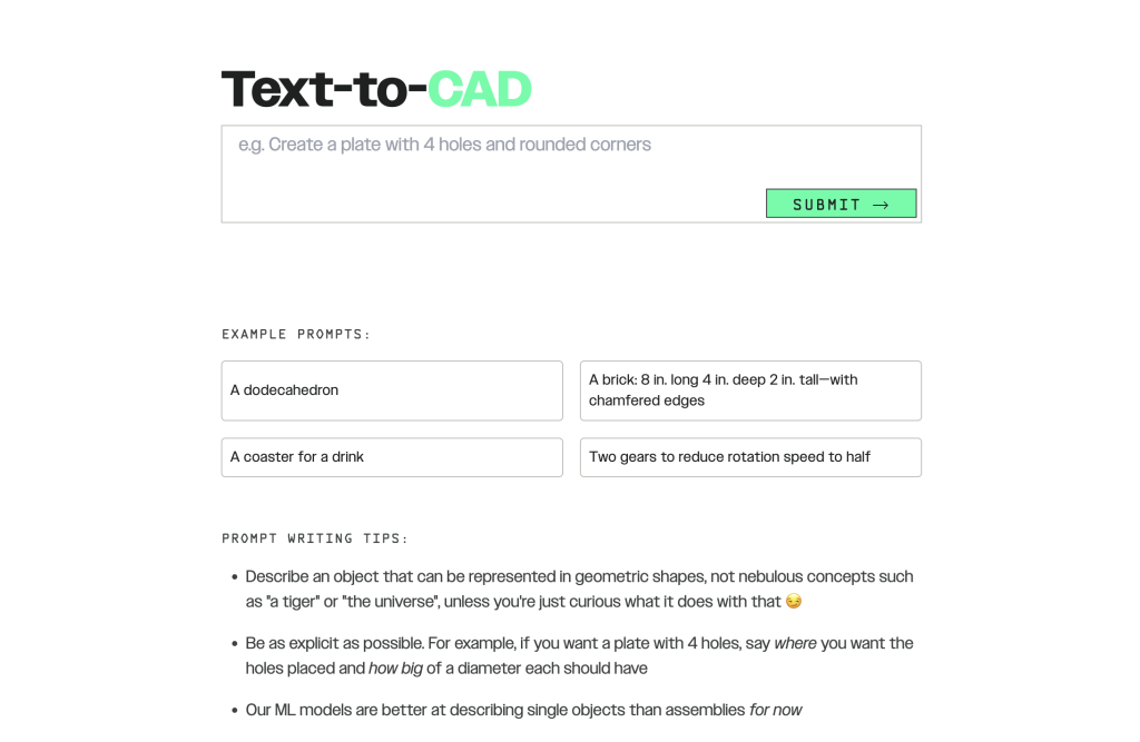 Zoo Text-to-CAD users interface. Image by 3D Printing Industry.